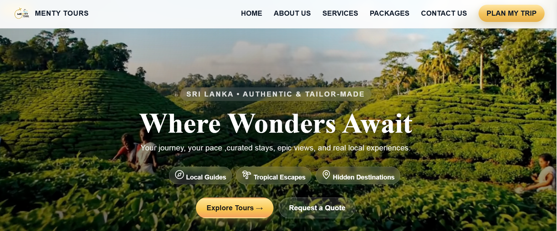 Menty Tours website preview