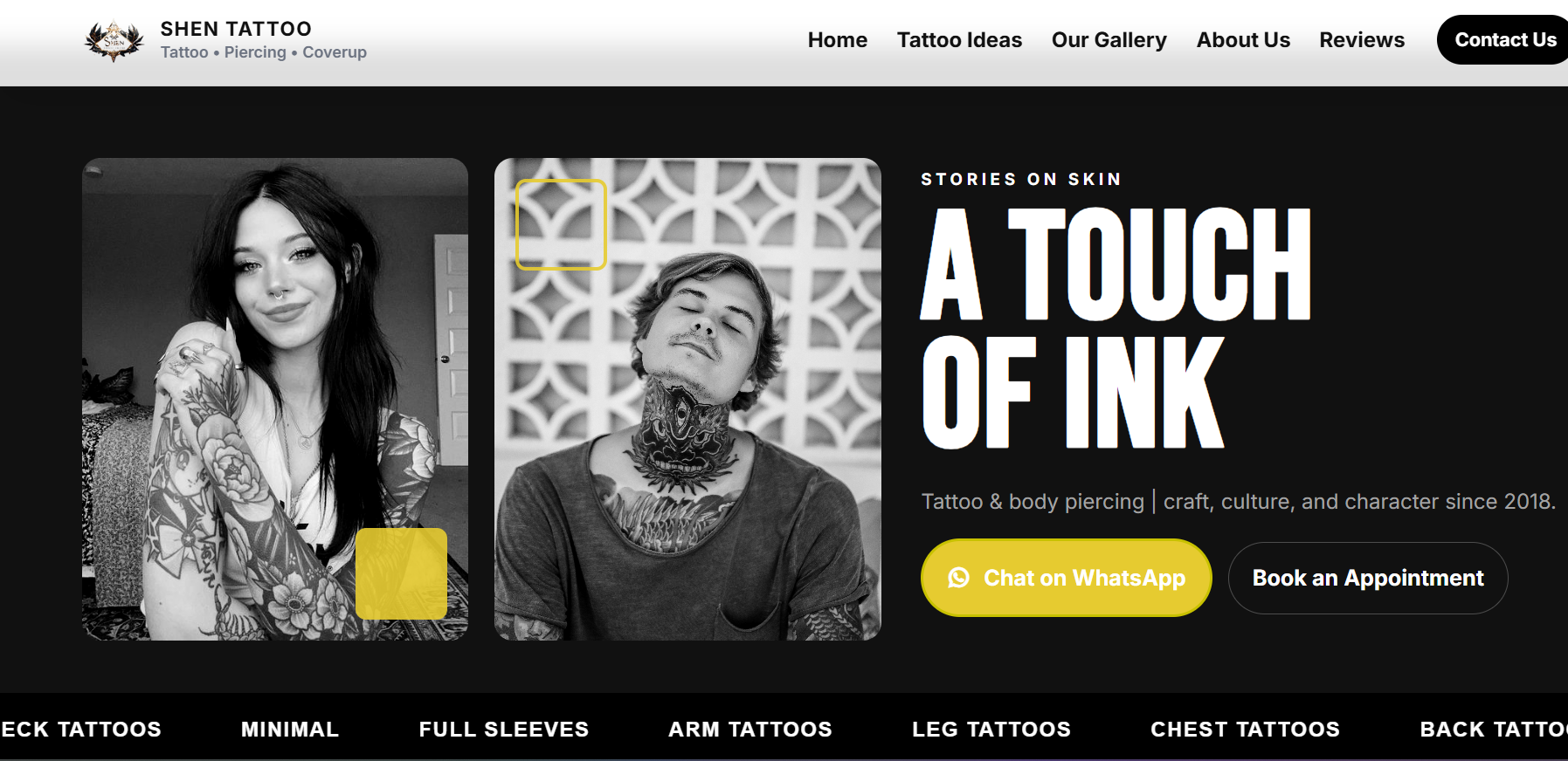 SHEN TATTOO website preview